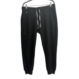 FIGS Zamora Standard Rise Size Large Petite Jogger Black Scrub Pants